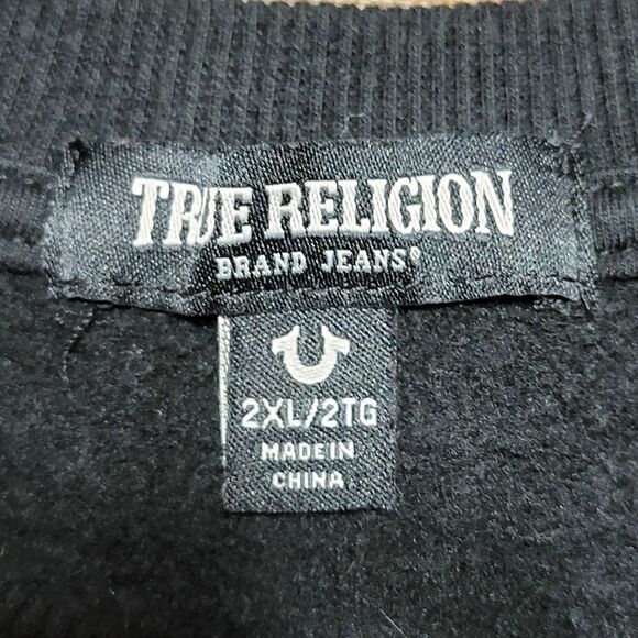 True Religion LS Black Crewneck Unisex Sweatshirt - Size 2XL - Picture 4 of 5